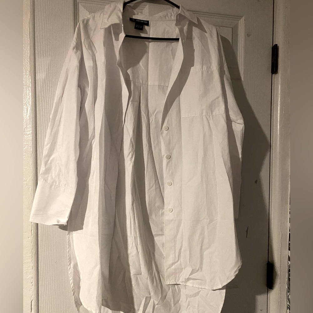 Brand new white long button up shirt NWOT